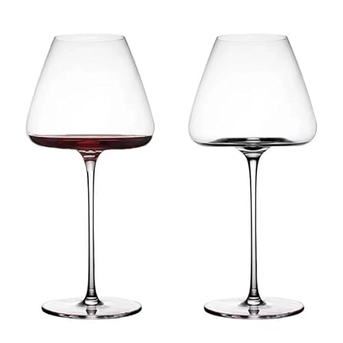 NireHoris Set di 2 bicchieri da vino, 720ml Bicchieri da vino scanalati, vetro trasparente, bicchieri di vetro con stelo lungo per vino rosso e bianco, bicchieri da vino lavabili in lavastoviglie