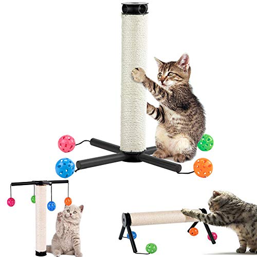 Gomech Cat Scratching Post - Sisal Pillars Kitten Interactive Toy for Cat House Decor with Bell Toys Kitten Cat Claws Training Accessories