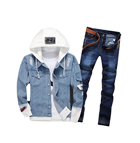 Veste de cowboy décontractée à fermeture éclair coupe confort bleu homme