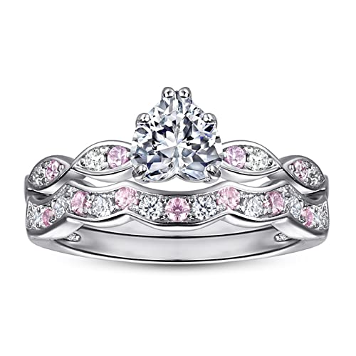 Bagues femme en argent anti-ternissement : duo couronne scintillant pour grand mariage