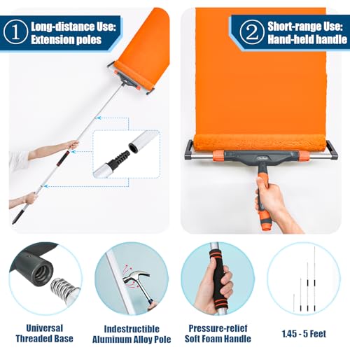 Kit de rodillo de pintura grande ajustable 12"-18" con bandeja y forros, 22 piezas miniatura 4