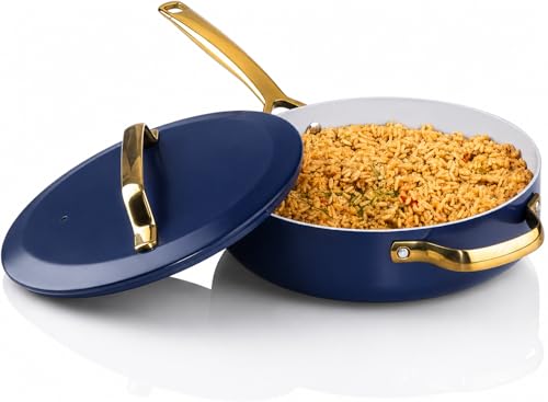 Image of GOTHAM STEEL 4 Qt Deep Saute Pan with Lid, 12 Inch Frying Pan Nonstick
