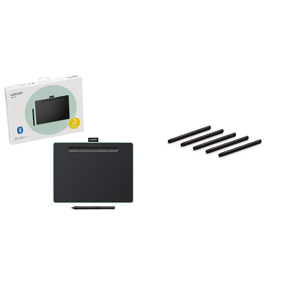 Wacom Intuos Wireless Graphics Drawing Tablet - Black with Pistachio Accent (CTL6100WLE0) & ACK20001