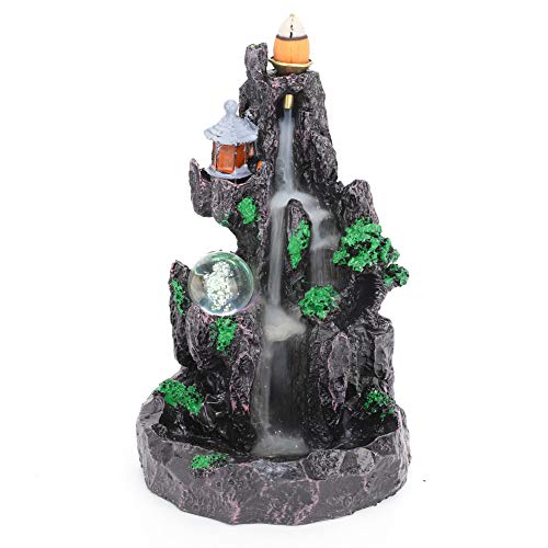 PAER Räuchergefäß mit Rückfluss, Wasserfall-Räuchergefäß, Heimdekoration, Räucherbrunnen, Wasserfall mit LED-Kugel,