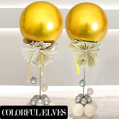 Image of Large Metallic Gold Balloons 36 Inches 4 Pack Giant Jumbo Big Round Chrome Balloon for Wedding Party Decorations