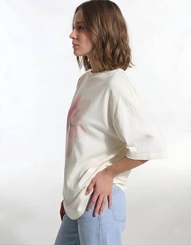 Image of Tfortees Women Cotton Oversized T-Shirt Casual Wear | Relaxed Fit, Round Neck