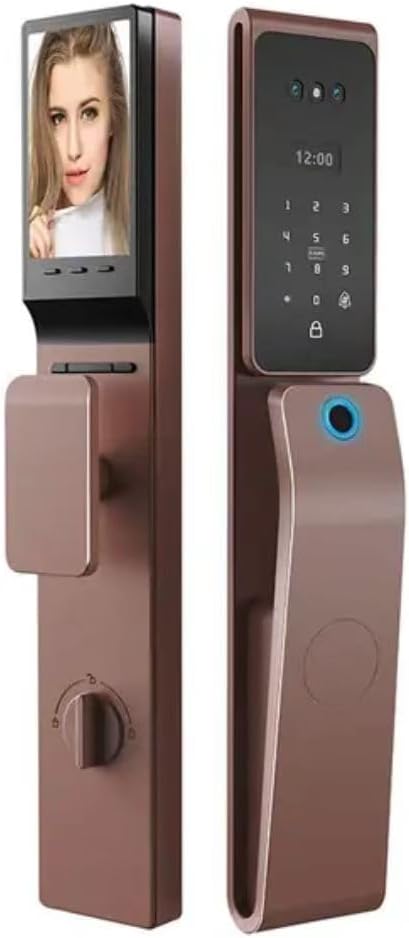 Smart W10 FACE Smart Lock by, Waterproof, Biometric, Keypad, Face Recognition with Intercom, Aluminum Alloy, Modern, for Residential & Office Security, Silver (Mocha Gold)