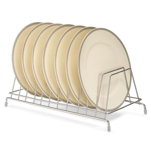 Image of 12 Section Stainless Steel Thali Plate Rack for Kitchen | Dish Drying & Organizing Stand | Countertop Plate Holder | Rust-Resistant Plate Organizer, Thali Stand (Pack of 1)