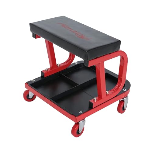 Neilsen CT1305 Mechanics Trolley Seat with Tool Tray Swivel Castors and Oil-Resistant Vinyl Covered Seat - 150kg Capacity