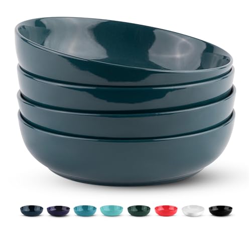 Reviews de Platos para pasta más recomendados. 48 KooK - Cuencos para pasta, ensaladas, sopa, cuencos para servir, cerámica, gran capacidad, apto para microondas y lavaplatos, juego de 4, 1183 ml, (verde azulado)