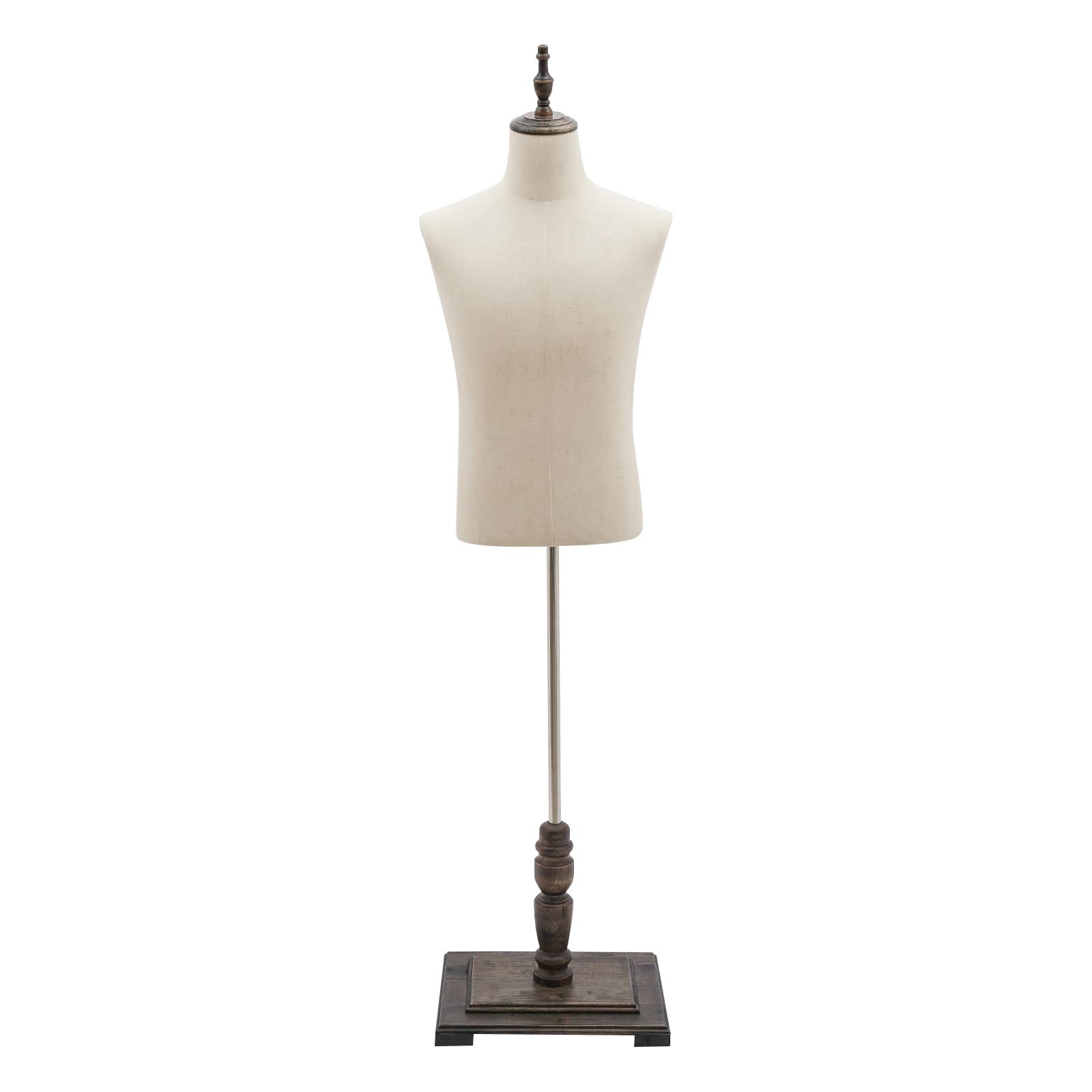 Mannequin de couture pour homme - Hauteur réglable de 150 à 180 cm - Buste de mannequin - Présentoir pour vêtements et vêtements - Beige - Lin fin - Taille M