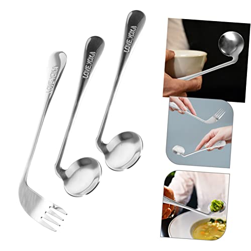 HANABASS 2 Sätze Besteck Für Linkshänder Ältere Edelstahl-Winkelzuführung – Bild 7