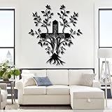 Metall-Wanddeko Jesuskreuz, AST-Dekor, religiöses Motiv für Wohnzimmer, Schlafzimmer, Kirche (Schwarz, 150 x 89 cm)