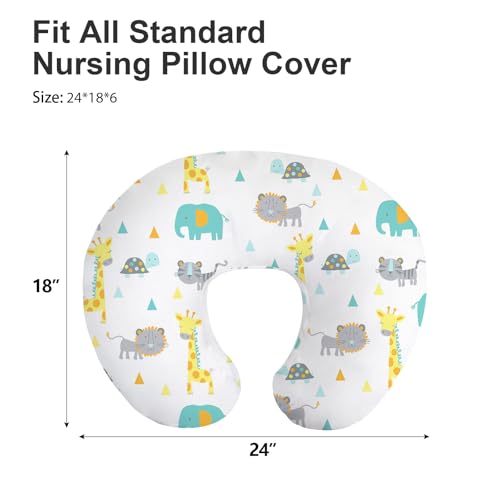 Image of Little Grape Land Nursing Pillow Covers 2 Pack, Soft & Breathable Removable Breastfeeding Pillows Covers for Feeding Pillows, Nursing Pillow Slipcover for Baby Girls Boys, (Animal & Bear