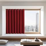 Picture of NICETOWN Blackout Curtain 72 inches Long, Grommet Privacy Window Treatment Thermal Insulated Room Darkening Sliding Glass Door Drape for Bedroom, 1 Panel, W100 x L72, Burgundy Red