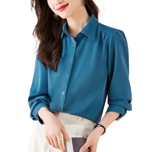 Chemise de bureau femme chic manches longues et col élégant en soie