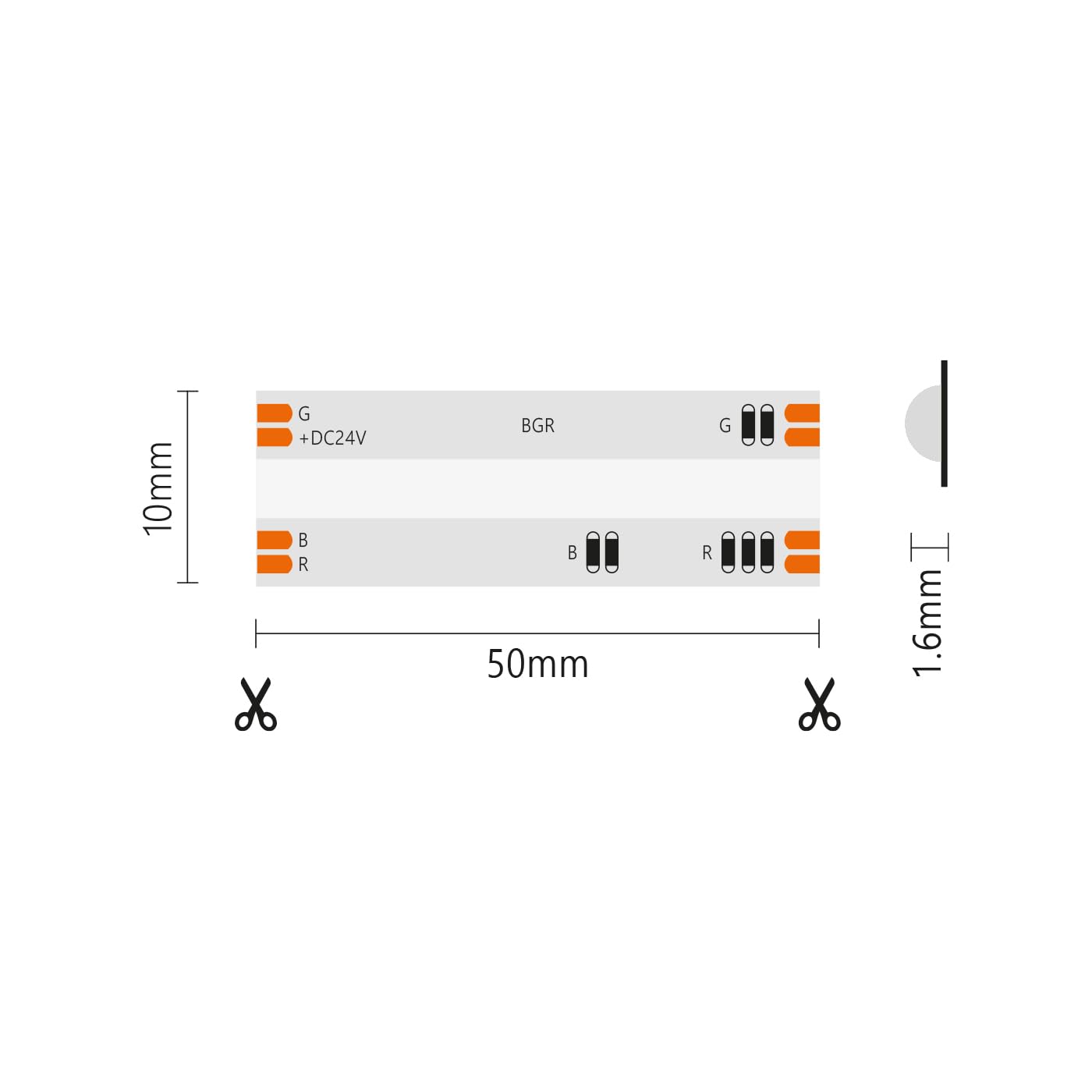 Bande Led Cob 5 M Rgb 24 V 15 W/M Ip65 840 Led/M Haute Efficacité Lumineuse Pour Éclairage Décoratif Professionnel Intérieur Et Extérieur