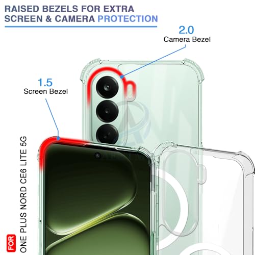Image of AESTMO Clear Back Cover for OnePlus Nord CE 6 Lite 5G | 360 Protection | Transparent Back Cover for OnePlus Nord CE 6 Lite 5G (PC + TPU, Compatible with MagSafe Accessories, Transparent Bumper)