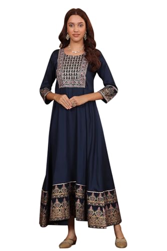 Robe midi en viscose de qualité supérieure coloris marine taille XS