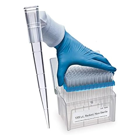 MICROLIT - Micropipette Pipette Tips, Low-Retention and Clean-Release Hydrophobic Transfer Pipette Tips, Universal Fit Nonpyrogenic 1000 ul Plastic Pipette Tips, 480-Count, 1 Pack of 5 Racks Cover