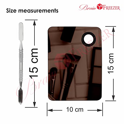 Image of Brain Freezer Shiny Makeup Palette With Stainless Steel Square Shape Spatula, Rose Golden 100 g