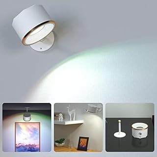 Wireless Wall Light, 1 Pack Battery USB Rechargeable Spotlight Light, Warm/Natural/White+13 Colorful Change Timing Wall Sconce,360°Rotate Magnetic Ball with Touch Dimmable,LED Remote Control Lights