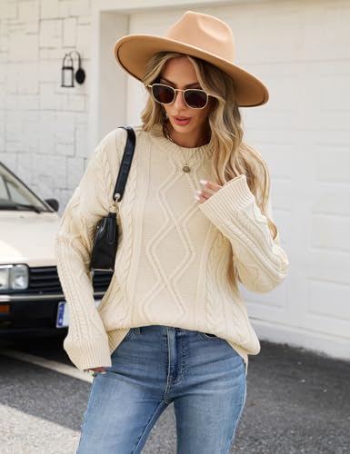 CiCiBird Women Fall Sweater Oversized Cable Knit Tops Fashion Crewneck Pullover 2025 Long Sleeve Outfits4
