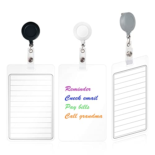 3 pieces 3”*5” Erasable notepad badge with Retractable Badge Reel or clip Dry-Erase Notepad Pocket Sized Erasable Notepad (Retractable)