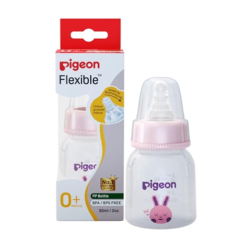 Image of Pigeon Peristaltic Nursing Bottle RPP 50ml (Pink) BPA Free, BPS Free, Rabbit Pattern | Natural Feeding Bottle | Feeding Bottle for New Born Baby | Baby Bottles for Milk | Milk Bottle for New Born