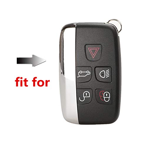 Happyit Silicone Car Key Cover Case Suitable for Land Rover RANGE ROVER SPORT Evoque Freelander 2 DISCOVER Discovery 5 Buttons (Black) - Image 2