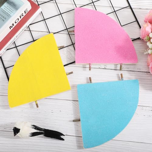 Image of CroBlissful 3 Pcs Bird Perch Stand Platform Parrot Perch Wood Toy Colorful Sand Paw Grinding Cage Accessories Exercise Toys for Cockatiel Conure Budgies Parakeet Lovebird Hamster Gerbil Rat