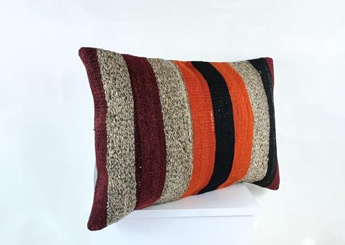 Ethnic Handwoven Kilim Lumbar Pillow Cover - 16x24 Decorative Boho Cushion for Home Décor - Image 2
