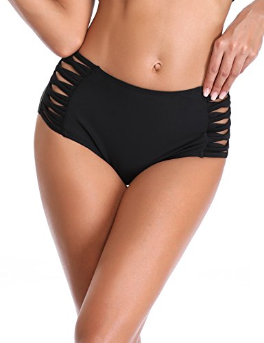 RELLECIGA Women's Strappy High Waisted Bikini Bottom Full Coverage Swim Briefs3