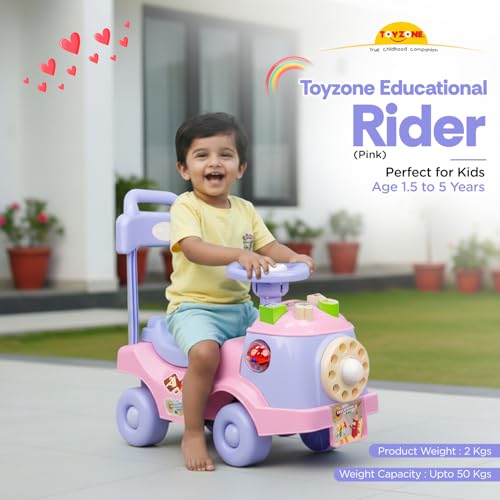 Image of Toy Zone Educational Rider-Pink|Ride-On Baby Car |Toy Car|Push Car|Swing Car |Kids Power Wheel Ride On Car for Children /Kids |Toy Baby Car