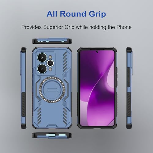 Image of amazon basics Back Case Cover for Realme 15 Pro 5G | MagSafe Case with Built-in Metal Ring | Supports MagSafe Charger, Wallet & Car Mount | Shockproof Hybrid PC + TPU | Blue