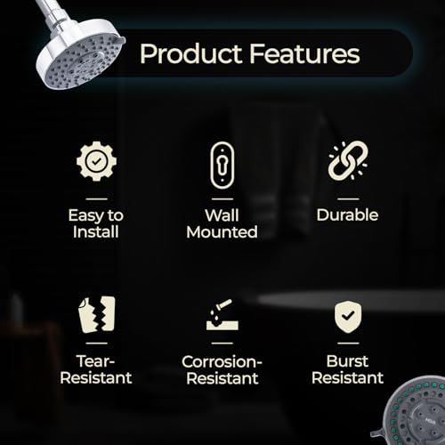 Image of Mila AquaPulse Multi-Function Overhead Shower Head | 5-Function Rain Massage Mist Bubble Mixed Spray| Chrome Finish Round Showerhead | Durable ABS Body, Easy Install | Bathroom Fitting