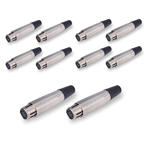 Image of MX 3 Pin XLR Microphone Connector pin Pure Copper Nickel Plated Pins1 for High Conductivity microphone (5-Pin XLR Female, Pack of 1, Female Connector)