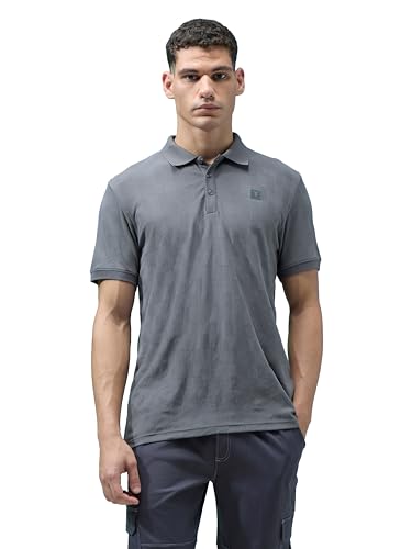 Image of TECHNOSPORT Men's Slim Fit Jacquard Textured Polo Sports T-Shirt with Cotflex, UPF50+ for Regular use