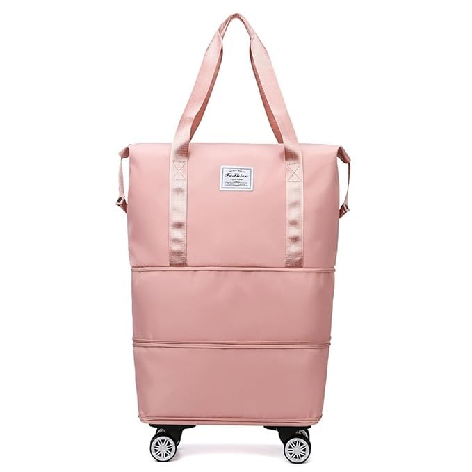 Rolling Duffle Bag with Wheels, Expandable Foldable Duffle Bag for Travel, Rolling Luggage Bag Carry on Duffel Bag Large Weekend Bag, (Pink)-image-24