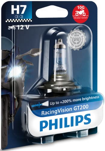 Philips Racingvision Gt200 Moto +200% H7 Lampada Fari Per Moto, 1 Pezzo