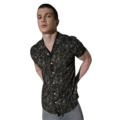 Image of Hubberholme Men's Rayon Relaxed Fit Printed Half Sleeve Resort Shirt