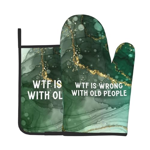 YVNUM WTF is Wrong Old People Oven Mitts and Pot Holders