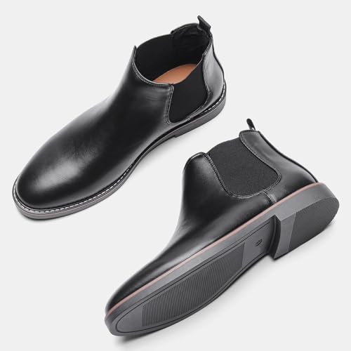 Men's Chelsea Boots Leather Casual Ankle Boots Classic Elastic Dress Boots for Men Fashion Boots4