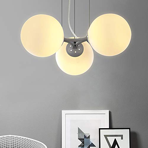Suspension verre blanche E14 style créatif pour une maison moderne