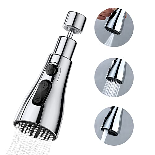 LgowithU Küche Wasserhahn Sprühkopf, 360 ° Swivel Wasserhahn Sprayer Aerator Extender Attachment mit 3 Modi, Ersatz Wasserhahn Bubbler Kopf Luftsprudler für Küchenspüle, G1/2 Cover
