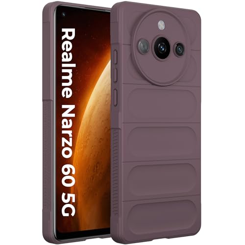 Image of A rtistque Liquid Silicone Stripes Back Cover Case for Realme Narzo 60 5G | with Camera Protection | with Inner Fabric | Anti Slip Grip | AirBag Case - Purple