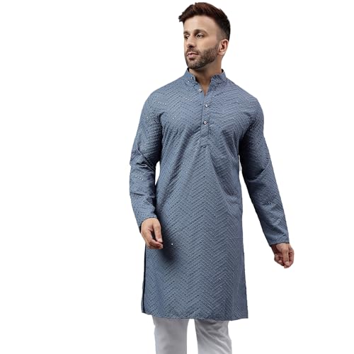 Image of hangup Men Ethnic Embroidered Kurta (SF02 SequenceKurta)