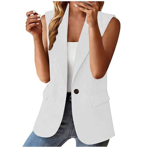 Womens Summer Sleeveless Vest Blazers Lightweight Fully-Lined Dressy Casual Work Office Blazers Tops with Pockets4