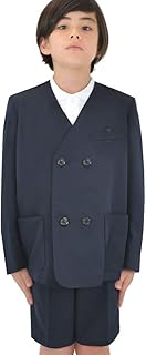 [SCHOOL UNIFORM] 小学生 小学校 制服 イートン 上下セット 男子 ダブル 丈長半ズボン 紺 A体/120A-170A