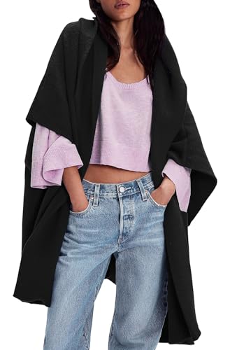 Image of CHARTOU Women Hooded Kimono Cardigan Sweater Oversized Open Front Cardigan Jacket